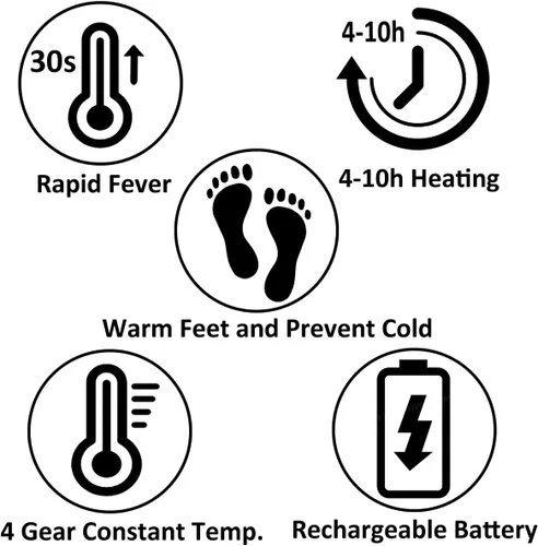 Vista 5 de Plantillas eléctricas con calefacción infrarroja lejana, 4 temperaturas constantes, calentadores de pies recargables para hombres y mujeres, zapatos