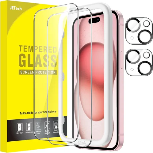 Vista 8 de JETech Protector de pantalla para iPhone 11 de 6.1 pulgadas con protector de lente de cámara, película de vidrio templado, paquete de 2