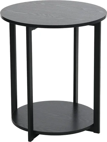 Vista 10 de Household Essentials Mesa auxiliar de madera con estante de almacenamiento Ashwood