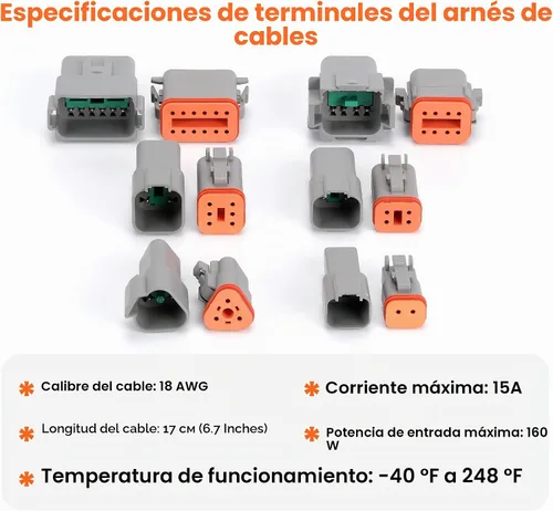 Vista 4 de 6 Juegos de Kit de Conectores Deutsch de 2 Pines – Conectores Eléctricos Impermeables 16 AWG, Conectores de Cable Automotriz IP67 (Macho y Hembra)
