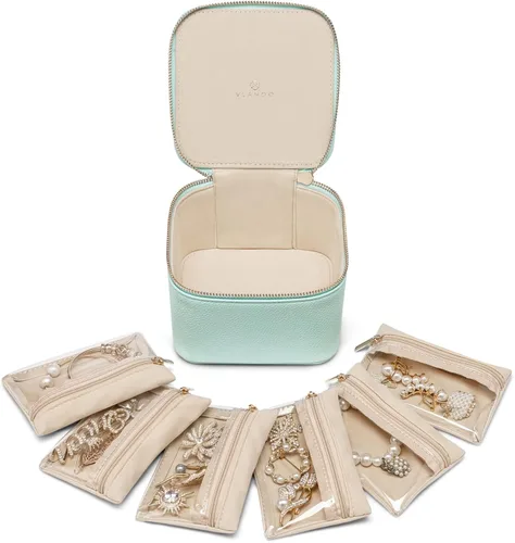 Vista 3 de Vlando Organizador pequeño de joyería de viaje, 6 pequeñas bolsas de mano con cremallera para joyas, collares, anillos, aretes, collares