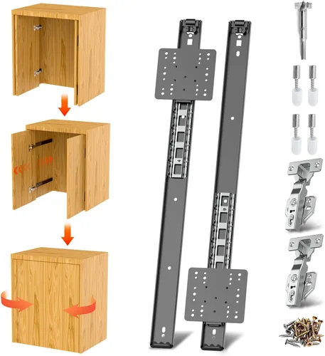Vista 12 de Rieles para Puertas de Bolsillo, Riel para Puerta de Bolsillo de Gabinete, Bisagra para Puerta de Bolsillo, Herrajes para Riel de Puerta Pivotante