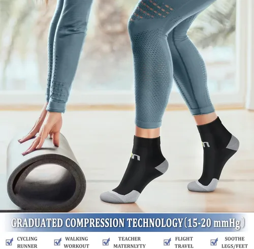 Vista 3 de CHARMKING Calcetines de compresión para mujeres y hombres, circulación de 15 a 20 mmHg, lo mejor para atletismo, correr, ciclismo, enfermera, uso