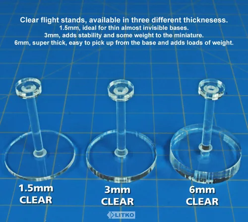 Vista 4 de Kit de soporte de vuelo circular de 1.063 in Compatible con Star Wars: Legion 0.059 in transparente con clavija de 1.25 pulgadas Paquete de 10
