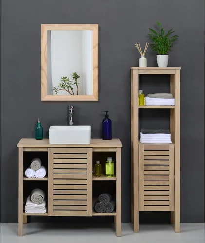 Vista 6 de AAZZKANG Espejos rústicos para pared, espejo rectangular con marco de madera, decorativo para granja, dormitorio, baño, sala de estar, pequeño