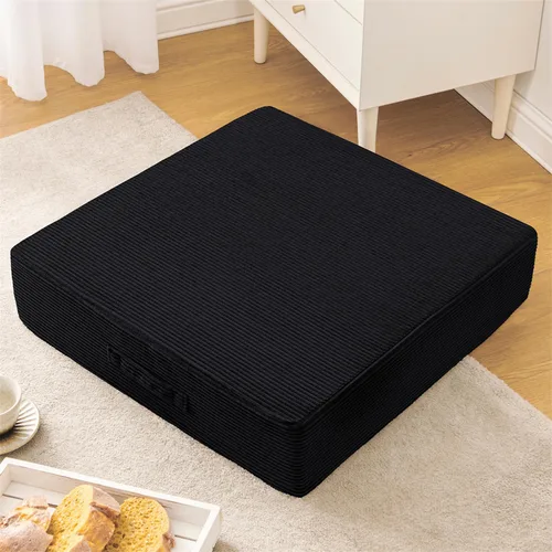 Vista 13 de Wellsin Cojines de Suelo Cuadrados Sólidos para Adultos y Niños - Cojín Grande de Suelo para Meditación y Asiento con Espuma Gruesa y Funda de Beige