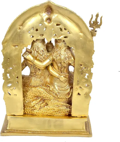 Vista 4 de AONA Figura decorativa de ídolo de Shiv Parivar de latón, escultura de familia Shiv para el hogar, templo, oficina, regalo, artículo de regalo