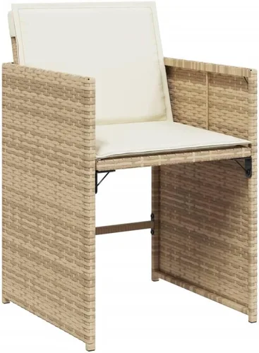 Vista 4 de 9-Piece Patio Dining Set with Cushions Beige Poly Rattan Outdoor Furniture for Garden Backyard Balcony – Foldable Chairs Space Saving Design