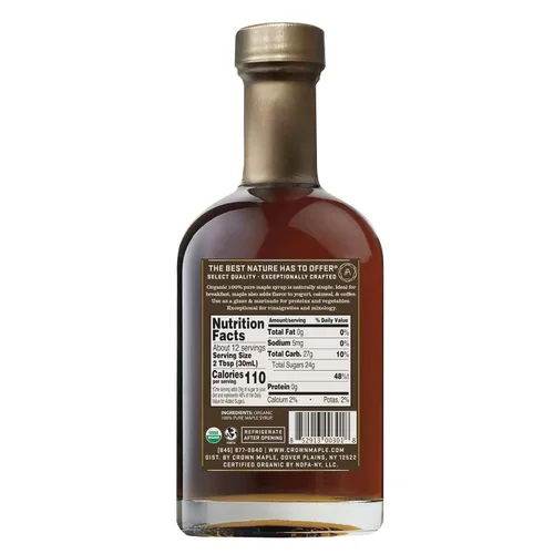 Vista 2 de Crown Maple Color ámbar, jarabe de arce orgánico de sabor rico, 12.7 onzas líquidas, adobos de sabor, cócteles, panqueques, calabaza y tocino