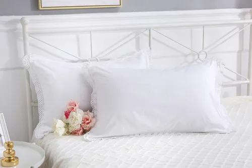 Vista 4 de Fundas de almohada de encaje de ganchillo blanco tamaño Queen, fundas de almohada de algodón puro para cama, 2 piezas de 30 x 20 pulgadas