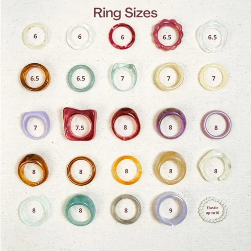 Vista 5 de Viva Joya 24-30 anillos de resina anillos de plástico acrílicos para mujeres y adolescentes joyería gruesa de moda colorida y bonita apilable