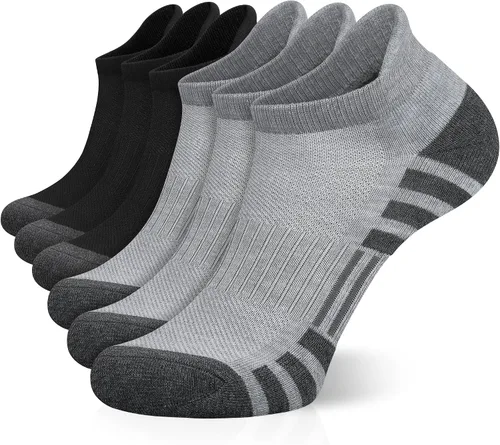 Vista 15 de Airacker Calcetines deportivos para correr, acolchados, transpirables, de corte bajo, para hombres y mujeres (6 pares)