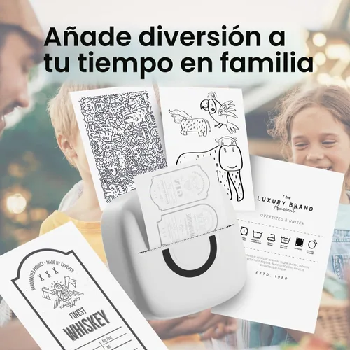 Vista 6 de cabaro Mini impresora térmica con 3 rollos de papel, cápsulas de impresión de teléfono portátil Bluetooth, fabricante de calcomanías de estudio
