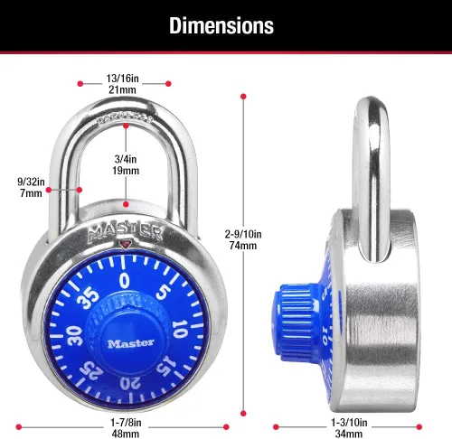 Vista 6 de Master Lock Cerradura de combinación para taquillas de gimnasio, azul
