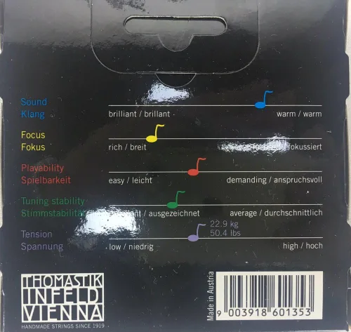Vista 2 de Thomastik Infeld - Juego de cuerdas para violín rojo 4/4, calibre medio con extremo de bola extraíble, acero chapado en oro E