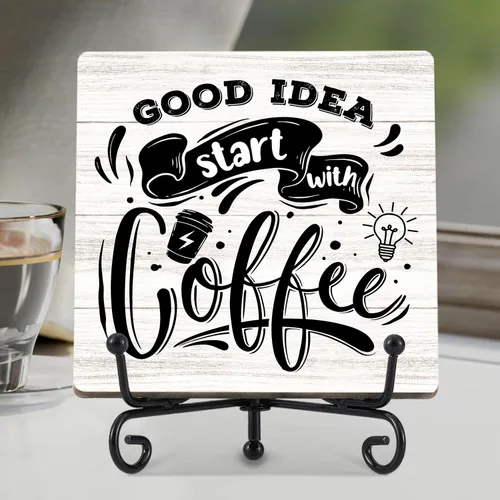 Vista 8 de Decoración de cafetería, divertidos letreros de café para mesa de cocina de granja, accesorios esenciales de estación de café, accesorios de café
