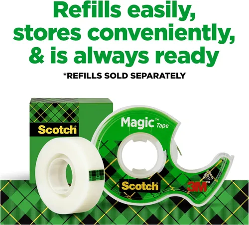 Vista 8 de Scotch Magic Tape, 1 Roll, Numerous Applications, Invisible, Engineered for Repairing, 3/4 x 650 Inches, Dispensered (122)
