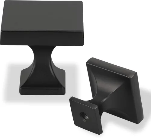 Vista 11 de homdiy Paquete de 5 pomos negros para gabinetes, pomos de cajón, pomos cuadrados sólidos para aparadores MO6785BK, herrajes negros para cajones