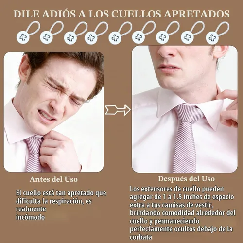 Vista 2 de 9 extensores de cuello para camisas de hombre, extensor de botón para camisas de vestir, extensor de cuello, extensor de cuello elástico suave