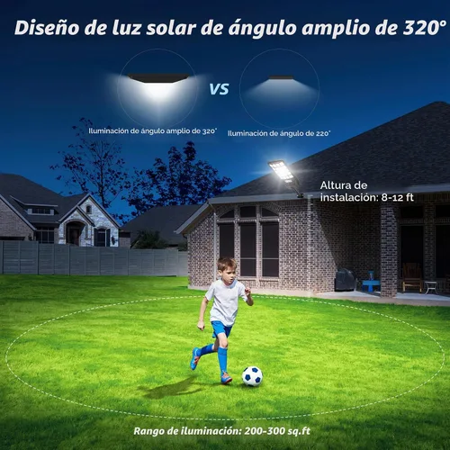Vista 2 de OKPRO Luces Solares al Aire Libre Impermeables - Luces de Calle Solares al Aire Libre de Ángulo Amplio de 320° IP66 Impermeables, Luces