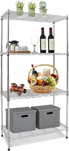 Vista 4 de NSF - Estantería de alambre, estantes de almacenamiento de acero de 3 niveles de altura ajustable de 24 pulgadas de largo x 12 pulgadas de ancho x