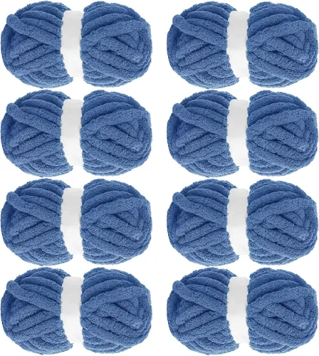 Vista 27 de MABOZOO Paquete de 8 ovillos de hilo grueso surtido para crochet - Chenilla jumbo esponjosa, hilo suave y voluminoso para tejer a mano o con los Rojo