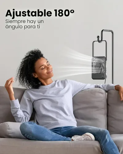 Vista 3 de Koonie - Ventilador de escritorio USB, viento fuerte, ultra silencioso, pequeño ventilador personal con inclinación plegable de 180° y 3 velocidades