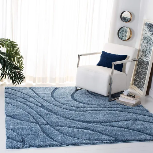 Vista 17 de Safavieh Florida Shag Collection - Alfombra de área de 2 x 3 pies, color crema/beige, diseño geométrico, felpa de 1.2 pulgadas de grosor, ideal