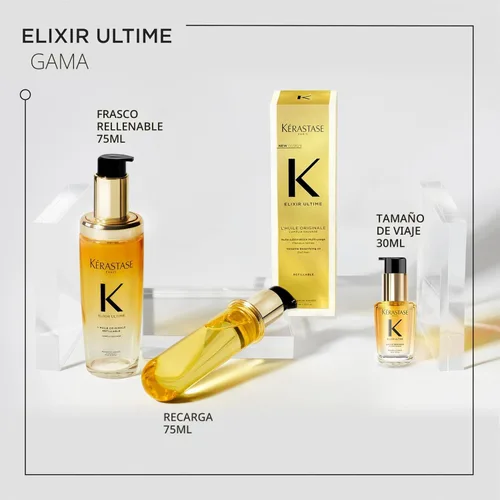 Vista 11 de KERASTASE Aceite para el cabello recargable Elixir Ultime Suero de aceite hidratante para suavizar el encrespamiento y añadir brillo Con Camelia