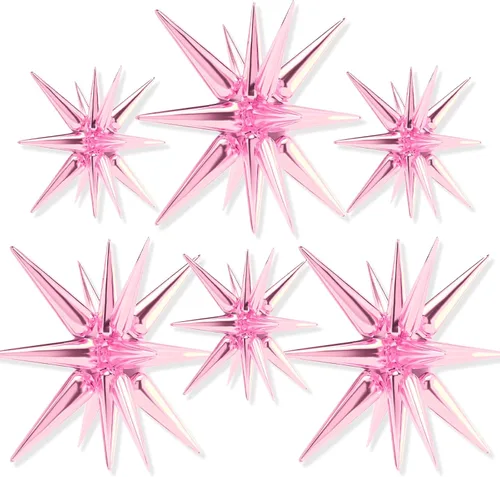 Vista 25 de Globos de papel de aluminio con forma de estrella negra de PartyWoo, 2 piezas de 42 pulgadas, grandes, con puntas explosivas, de Mylar
