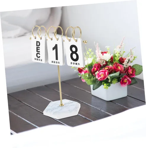 Vista 8 de Calendario de escritorio moderno y simple calendario perpetuo, decoración para oficina, hogar, oro blanco, 1 unidad