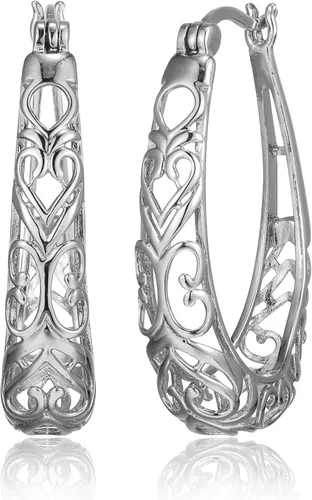 Vista 6 de Amazon Essentials Pendientes de aro ovalados de filigrana de plata de ley (anteriormente colección Amazon)