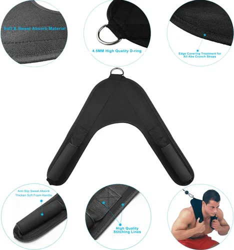 Vista 2 de Ab Crunch Arnés Cable Accesorio Ab Ejercicio Máquina de Cable de Gimnasio Entrenamiento Abdominal Crunch Core Equipo de entrenamiento muscular