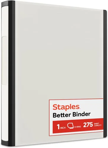 Vista 27 de Carpeta con anillos en forma de "D" de 1 pulgada para mejor visualización Staples, Negro