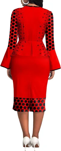 Vista 3 de Xinlees Elegante vestido de lápiz para mujer, vestido casual por debajo de la rodilla, vestido sexy de negocios