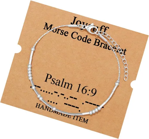 Vista 113 de JoycuFF Pulseras inspiradoras de código morse para mujeres, cuentas de plata, joyería con mantra de motivación, regalos para ella