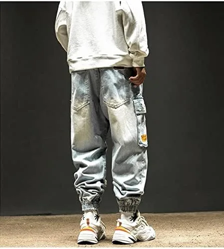 Vista 3 de Pantalones de mezclilla rojos con letras rasgadas para hombre