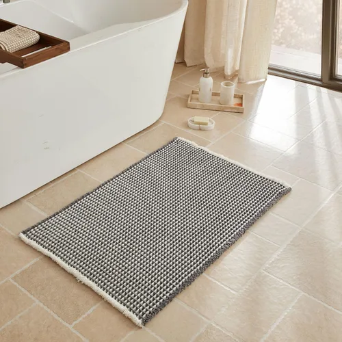Vista 114 de Triohero Tapete de baño con diseño de gofre, tapete de baño pequeño y bohemio, antideslizante, lavable, ultra suave, súper absorbente, de secado