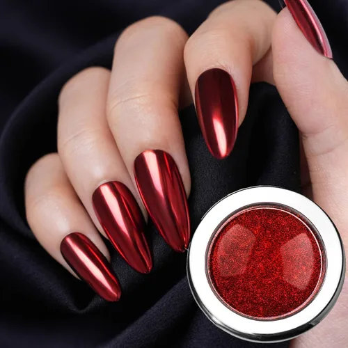 Vista 10 de Pretty Diva Polvo de uñas cromado, polvo de cromo para uñas con efecto espejo de bronce/cobre, polvo cromado metálico con reflejos para arte