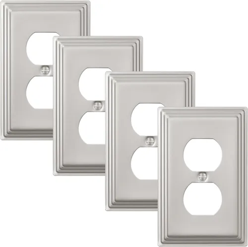 Vista 10 de DEWENWILS Paquete de 4 tapas blancas para enchufes y placas de interruptores, placas decorativas de pared de metal para interruptores de luz y tomas