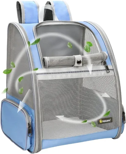 Vista 17 de Texsens - Mochila para transporte de mascotas, con un innovador sistema de burbuja, ideal como transportín para gatos y perros (negro)
