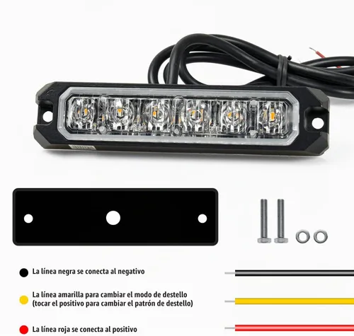 Vista 5 de Purishion - Luz estroboscópica con 6 luces LED color ámbar, impermeable, para barra de precaución, 10 patrones intermitentes, apto para automóvil