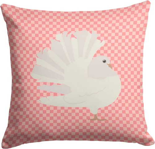 Vista 39 de Caroline's Treasures BB8163PW1414 Beltsville - Almohada decorativa de tela a cuadros pequeños, color blanco, pavo y gallina azul, lavable a máquina