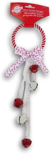 Vista 5 de Colgador de puerta de Navidad con cascabeles - 11 pulgadas (negro y blanco)