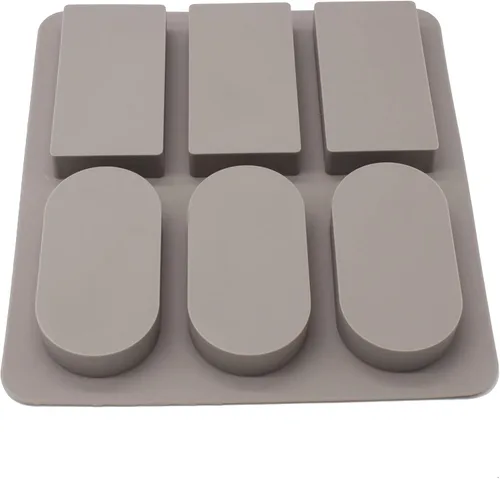 Vista 2 de X-Haibei Molde de jabón redondo rectangular con agujero, 4.1 pulgadas para aromaterapia y jabón de lufa en una cuerda, silicona resistente de grado