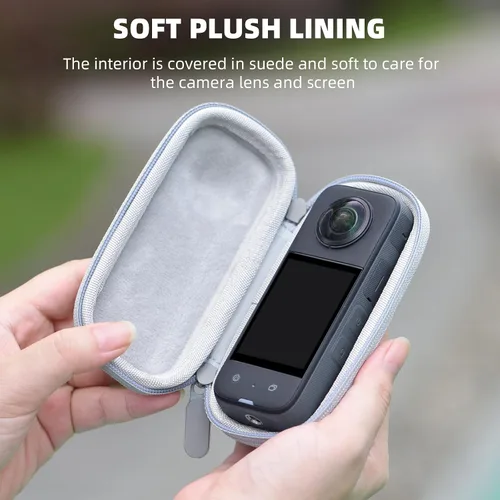 Vista 8 de BRDRC Funda de transporte para Insta360 X3, bolsa de almacenamiento portátil, funda protectora de lente, funda protectora de carcasa rígida de viaje