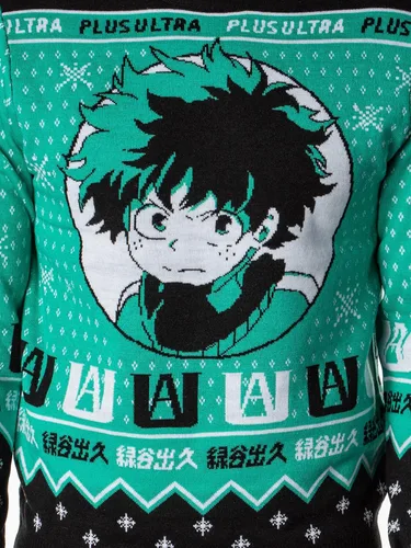 Vista 4 de My Hero Academia Plus Ultra Deku Izuku Midoriya - Suéter feo de Navidad para hombre