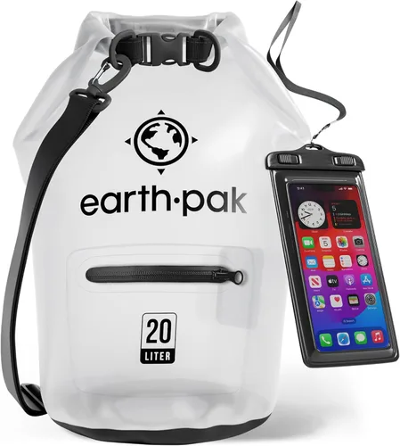Vista 44 de Earth Pak Bolsa seca impermeable con bolsillo con cremallera, mochila impermeable para mantener el equipo seco