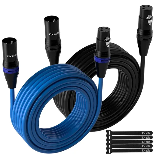 Vista 7 de XLR Cable de micrófono de 2 pies (paquete de 2, multicolor), cable de conexión de micrófono equilibrado de 3 pines macho a hembra, trenzado