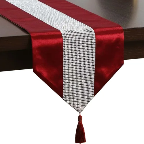 Vista 7 de Camino de mesa HeMiaor con lentejuelas y diamantes de imitación, elegante decoración de mesa para boda, Acción de Gracias, Navidad, Negro, 13x72